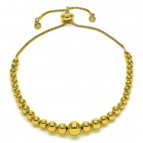 Gold Filled Adjustable Bolo Bracelet Ball Design Polished Golden Finish