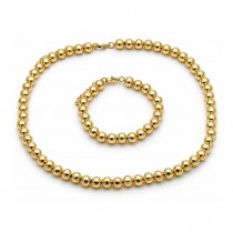 Gold Filled Necklace and Bracelet Ball Design Polished Golden Finish 8MM