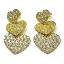 Gold Filled Long Earrings Heart Design Polished Golden Finish