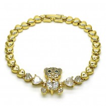 Gold Filled Fancy Bracelet Teddy Bear Design with White Micro Pave Polished Golden Finish
