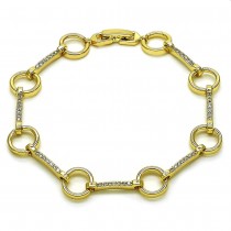 Gold Filled Fancy Bracelet with White Micro Pave Polished Golden Finish