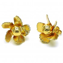 Gold Filled Stud Earrings Flower Design Polished Golden Finish
