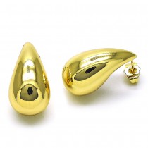 Gold Filled Stud Earrings Small Size Tear Drop Style Polished Golden Finish