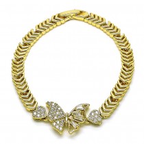 Gold Filled Fancy Bracelet Butterfly Design with White Micro Pave Polished Golden Finish