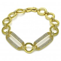 Gold Filled Fancy Bracelet with White Micro Pave Polished Golden Finish