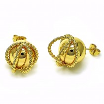 Gold Filled Stud Earring Ball and Twist Design Polished Golden Finish