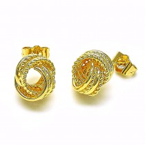 Gold Filled Stud Earrings Style Love Knot and Twist Design Diamond Cut Finish Golden Finish