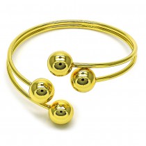Gold Filled Individual Bangle Ball and Twist Design Polished Golden Finish
