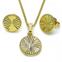 Gold Filled Earring and Pendant Set Round Design Diamond Cutting Finish Golden Finish