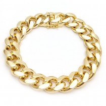 Gold Filled Basic Bracelet Miami Cuban Design Polished Golden Finish 10 MM Thickness 9 Inches Length