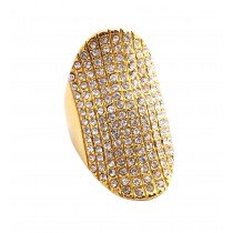 Stainless Steel Gold Tone CZ Ladies Ring