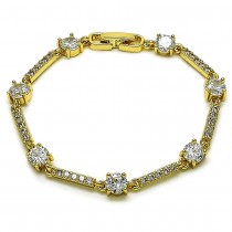 Gold Filled Tennis Bracelet with White Cubic Zirconia Polished Golden Finish 6 MM Thickness 7 Inches Length