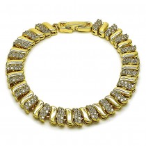 Gold Filled Tennis Bracelet with White Cubic Zirconia Polished Golden Finish 8 MM Thickness 7 Inches Length