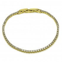 Gold Filled Tennis Bracelet with White Cubic Zirconia Polished Golden Finish 8 Inches Length