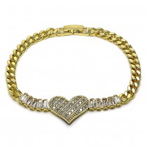Gold Filled Bracelet Heart Design With Micropave Cubic Zirconia 7 inches Length
