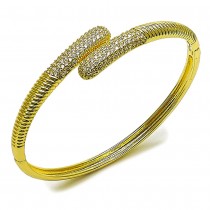 Gold Filled Bangle with White Micro Pave Polished Golden Finish 13 MM Thickness,Size 4 2.25 Diameter