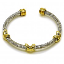 Stainless Steel Bangle Infinite Design Polished Two Tone 4 MM Thickness One size fits all