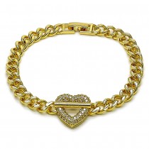 Gold Filled Bracelet Heart Design With Micropave Cubic Zirconia 7 inches Length