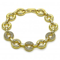 Gold Filled Link Bracelet with White Micro Pave Polished Golden Finish 