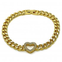 Gold Filled Bracelet Heart Design With Micropave Cubic Zirconia 7 inches Length