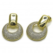 Gold Filled Dangle Style Earrings with White Cubic Zirconia Polished Golden Finish