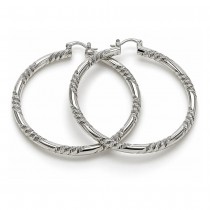 White Gold Filled Large Hoop Diamond Cutting Finish Rhodium Finish