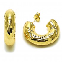 Gold Filled Medium Hoop Style Hollow Design Polished Golden Finish