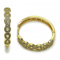 Gold Filled Huggie Hoop Infinite Design with White Micro Pave Polished Golden Finish