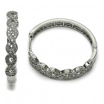 Gold Filled Rhodium Huggie Hoop Infinite Design with White Micro Pave Polished Rhodium Finish