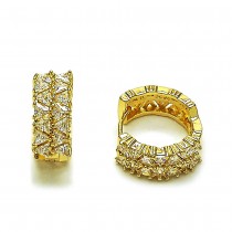 Gold Filled Huggie Hoop Style with White Cubic Zirconia Polished Golden Finish