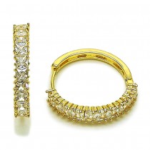 Gold Filled Huggie Hoop with White Cubic Zirconia Polished Gold Finish