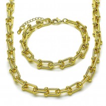 Gold Filled Necklace and Bracelet Set Polished Golden Finish