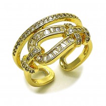 Gold Filled Multi Stone Ring Belt Buckle and Baguette Design with White Cubic Zirconia and White Micro Pave