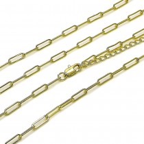 Gold Filled Basic Necklace Paperclip Design Polished Golden Finish 3MM Thickness 18 Inches Length