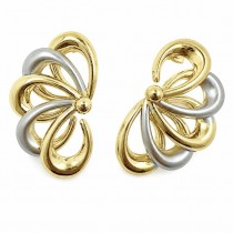 Gold Filled Stud Earring Flower Design Polished Two Tone