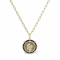 Sterling Silver Yellow Gold Plated Snake Necklace With Enamel & CZ 16+2"