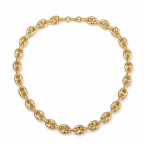 Gold Filled Fancy Necklace Puff Mariner Design Polished Golden Finish 8MM 16"