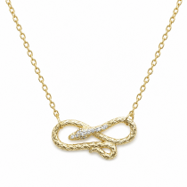 Sterling Silver Rhodium & Yellow Gold Plated Snake Necklace