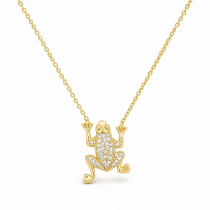 Sterling Silver Rose & Yellow Gold Plated Frog Necklace
