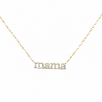 Sterling Silver Yellow Gold Plated Mama Necklace With Cubic Zirconia