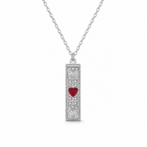 Sterling Silver Rhodium Plated Mom Necklace With Cubic Zirconia