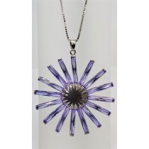 925 Sterling Silver Flower Pendant With Lavender Topaz