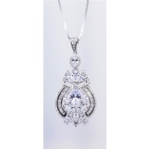 925 Sterling Silver Rhodium Tone Pendant With CZ Stones