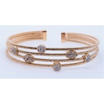 925 Sterling Silver Rose Gold Tone 4 Rows CZ Bangle