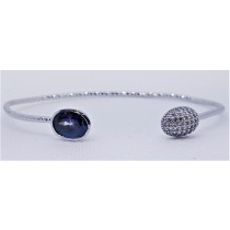 925 Sterling Silver Rhodium Tone Mystic Topaz And CZ Bangle