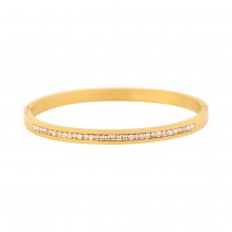 Stainless Steel Gold Tone CZ Bangle