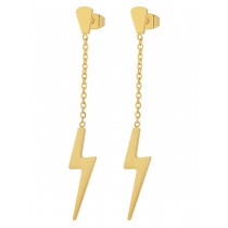 Stainless Steel Yellow Gold Plated Ladies Thunderbolt Dropped Earrings