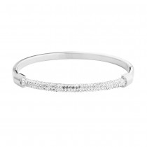 Stainless Steel Silver Tone CZ Bangle