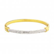 Stainless Steel Gold Tone CZ Bangle