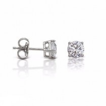 925 Sterling Silver 3mm Round Cut Cubic Zirconia 4 Prong Set Push Back Stud Earrings